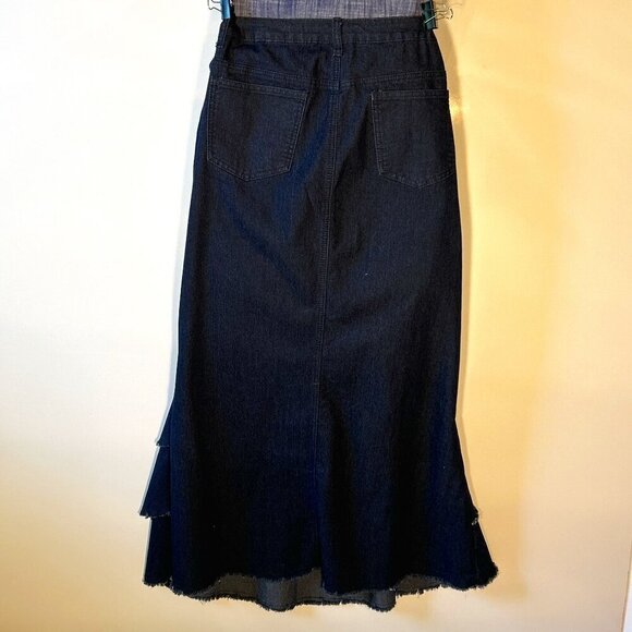 Ashley Stewart SZ 16 Denim 5 pocket Maxi /Midi skirt classic essential wardrobe - Picture 4 of 8